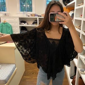 Urban Outfitters Black See Through Floral Top